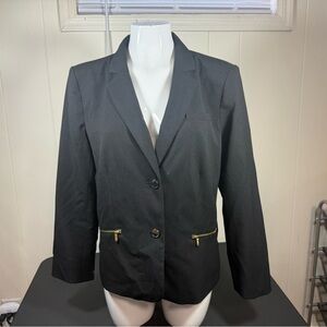 Calvin Klein Black Blazer with Gold Zipper Details